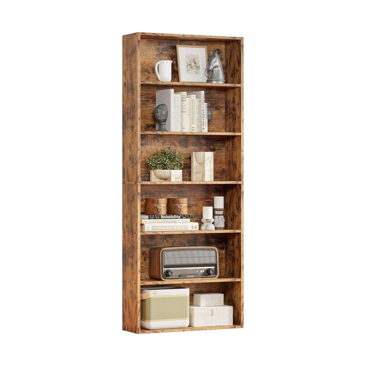 IRONCK Bookshelves and Bookcases Floor Standing 6 Tiers, Oak Brown