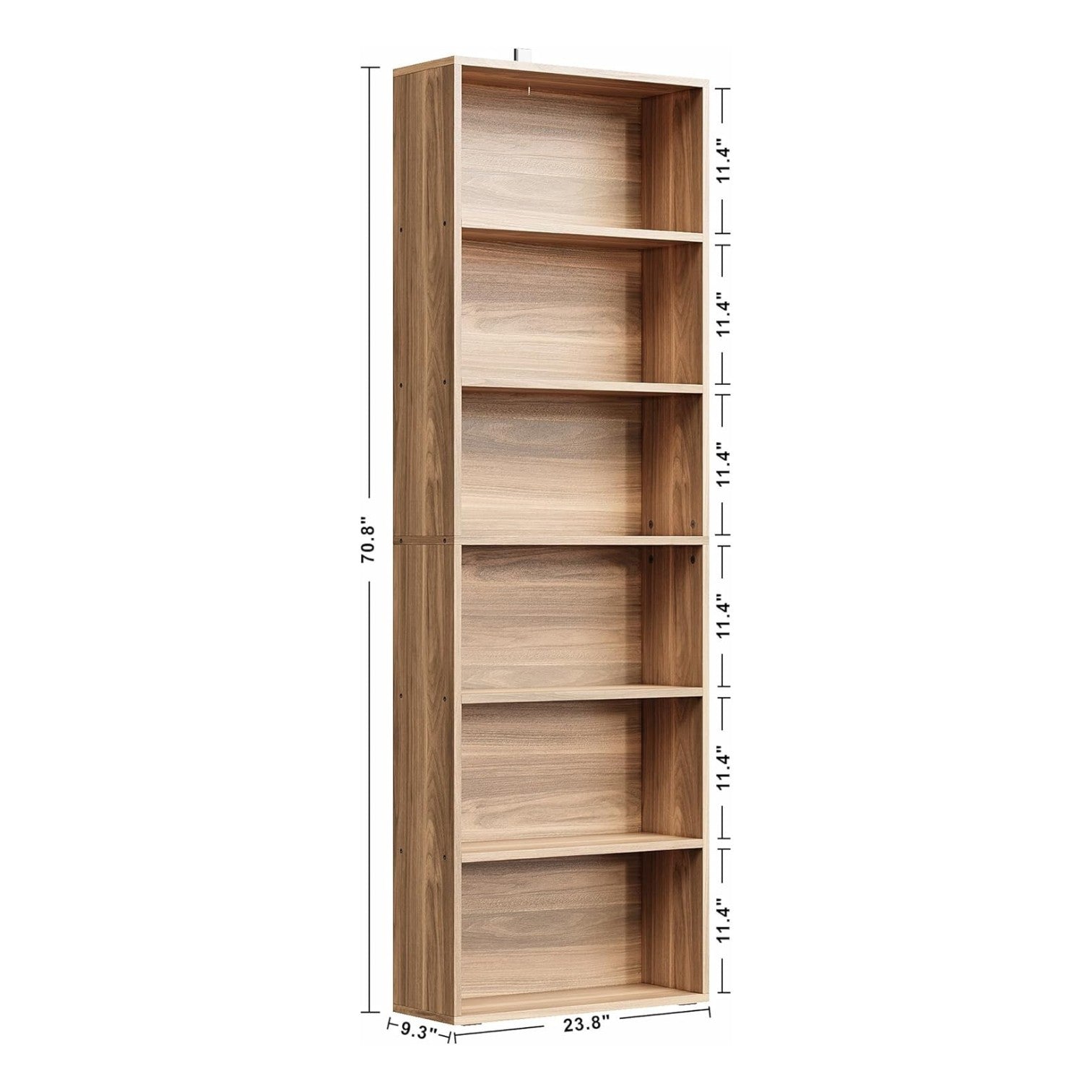 IRONCK Bookshelves and Bookcases Floor Standing 6 Tiers, Oak Brown