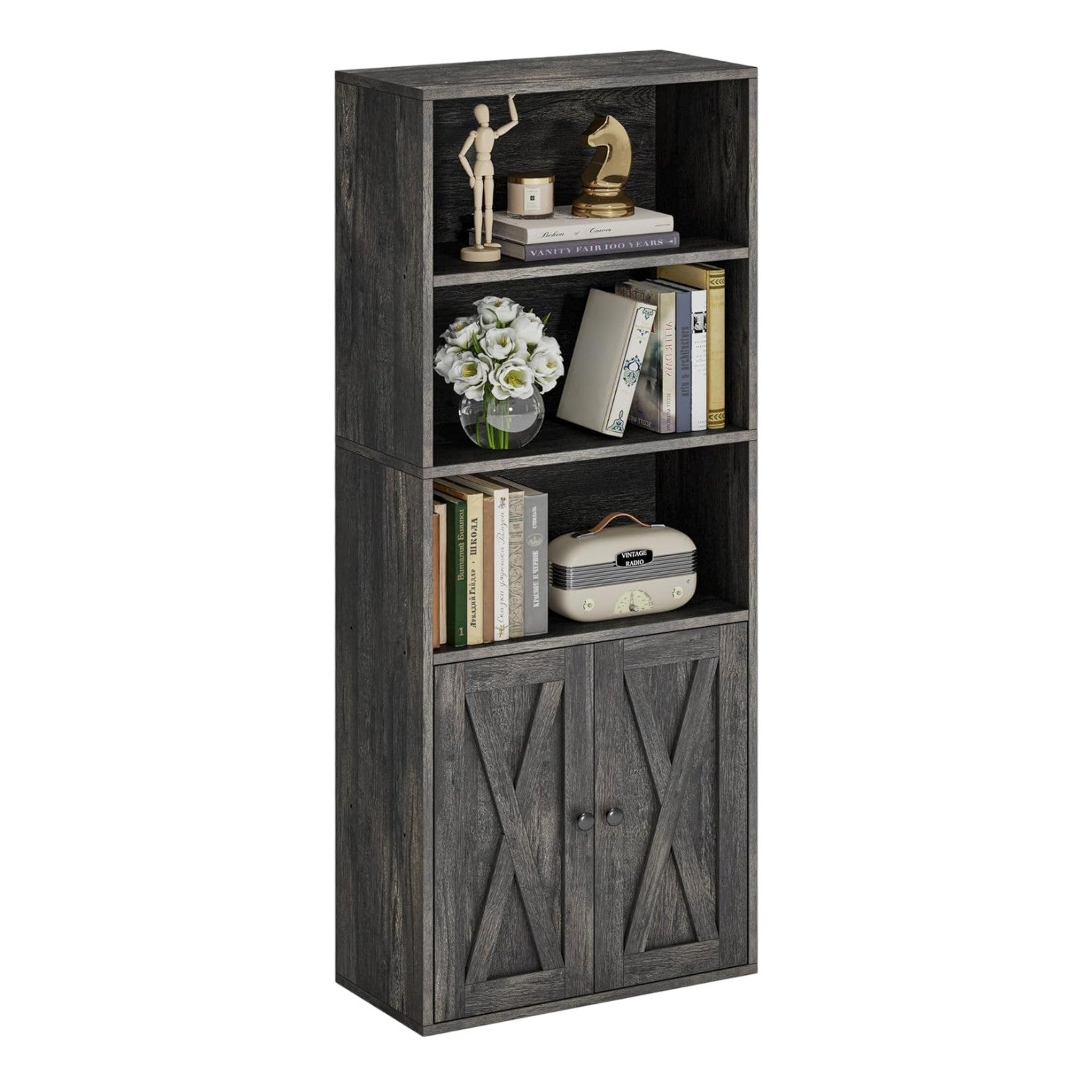 IRONCK 5 Shelf Industrial Bookshelves and Bookcases with Doors