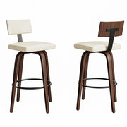 IRONCK Counter Height Bar Stools Set of 2, 29'' Faux Leather Upholstered Barstools with Back