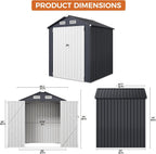 IRONCK 5.7x5.7FT Outdoor Storage Shed, Tool Shed, Dark Blue Galvanized Steel, Lockable Doors, Breathable Vent, Metal Garden Storage, Outdoor Shed, For Backyard, Patio, Poolside