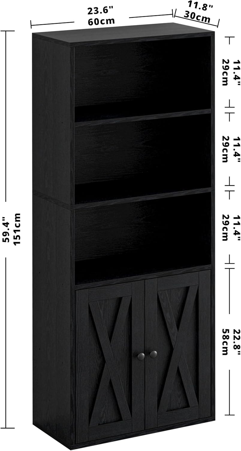 IRONCK 5 Shelf Industrial Bookshelves and Bookcases with Doors