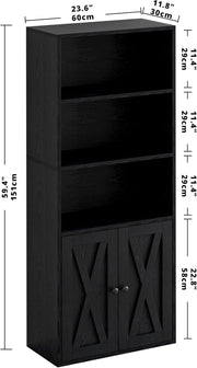 IRONCK 5 Shelf Industrial Bookshelves and Bookcases with Doors