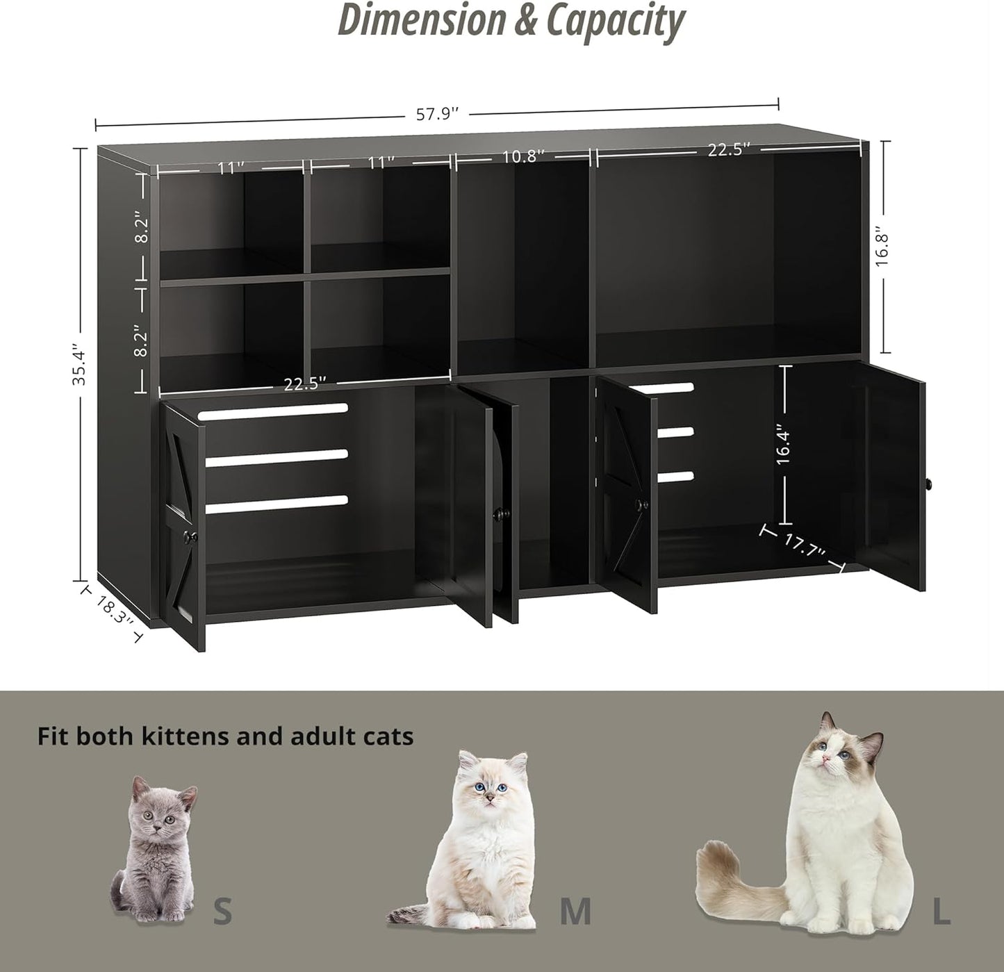 IRONCK Cat Litter Box Enclosure for 2 Cats