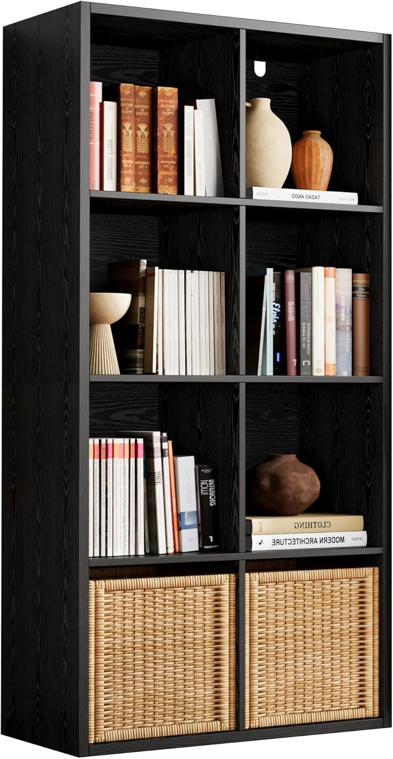 IROCNK 8-Cube Bookshelf, Horizontally & Vertically Reversible, Black