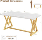 IRONCK 63" Dining Table for 4-6,  with Sturdy Metal Frame-White