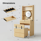 IRONCK Small Vanity Desk with Adjustable Makeup Mirror and LED Lights