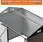 IRONCK 8x6FT Outdoor Storage Shed with Clear Window, Outdoor Shed, Brown Breathable Vent, Lockable Doors, Metal Garden Storage, Tool Shed, For Poolside, Patio, Backyard