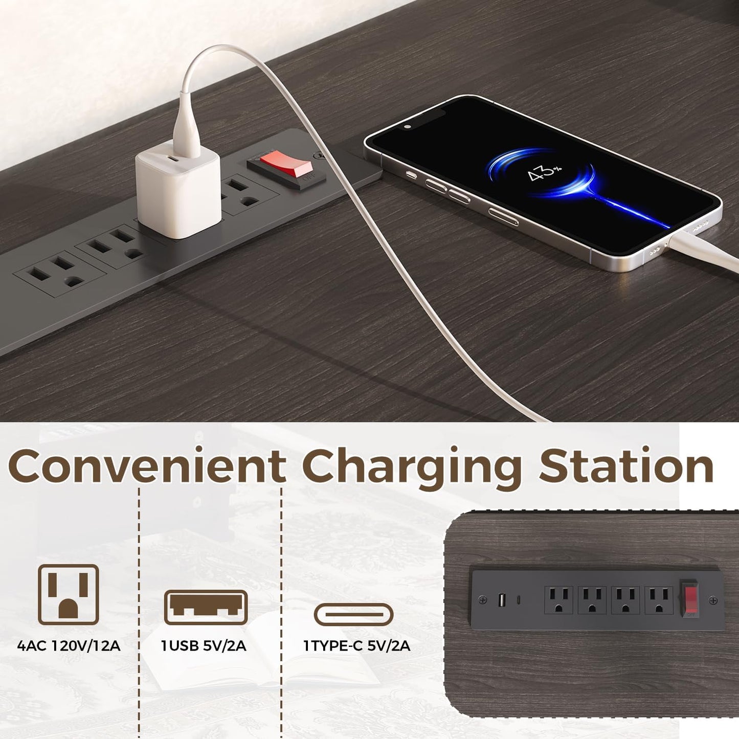 IRONCK Modern TV Stand for 70 inch TV, Entertainment Center with Storage and 2 Sliding Doors, Adjustable Shelves, TV Console with Charging Station for Bedroom, Living Room (Grey Walnut)