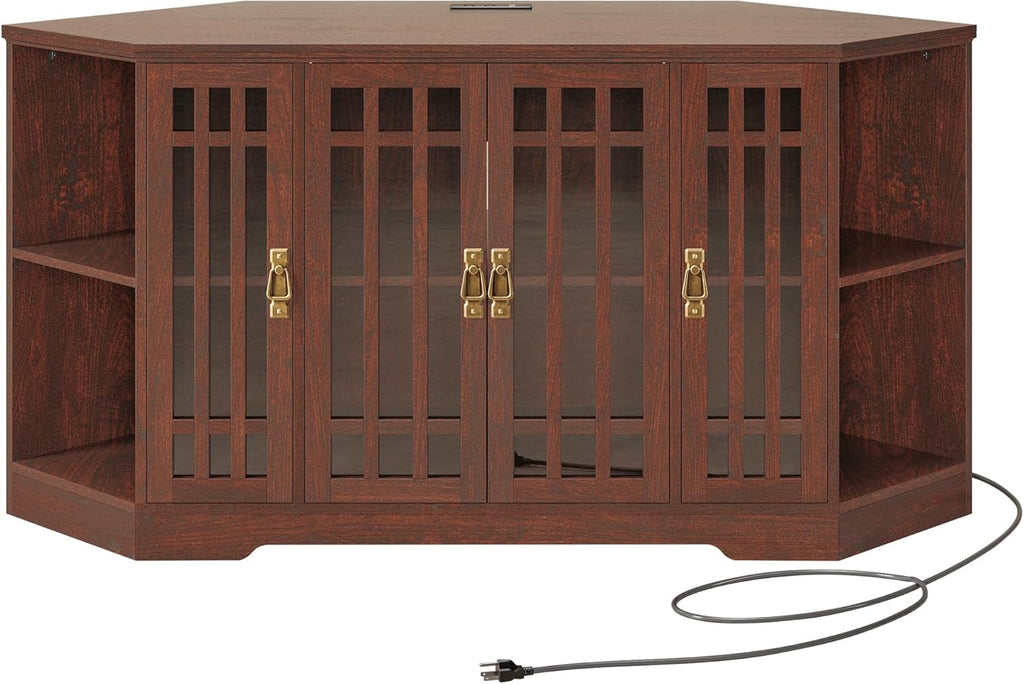 IRONCK Corner TV Stand for TVs up to 60 Inch with Power Outlet