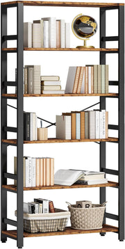 IRONCK Bookshelf, 31.5in Wide Shelf 6 Tier Bookcase,shelf Vintage Industrial Style Bookshelves
