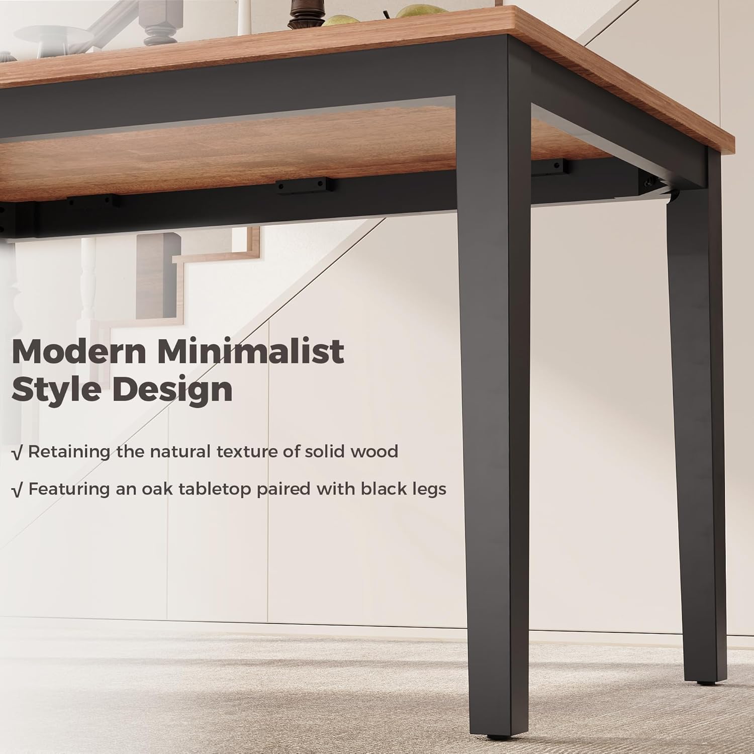 IRONCK  45 Inch Solid Wood Dining Table for 4 (Only Table)