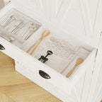 IRONCK Kitchen Pantry Storage Cabinet 72.6" H x 24" W, White | Freestanding Storage Cabinet with Barn Doors, Drawer, and 4 Adjustable Shelves for Laundry Rooms