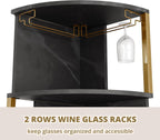 IRONCK Corner Bar Cabinet with LED Lights & Power Outlets, 5-Tier Corner Shelf with Glass Holder, Wine Bar Cabinet Liquor Cabinet for Living Room, Dining Room, Kitchen, Black & Gold