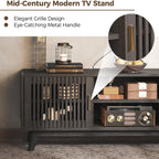 IRONCK Modern TV Stand with Charging Station, Grey Walnut