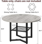IRONCK 47.2" Round Dining Table with Wooden Tabletop and Metal Base, Gray