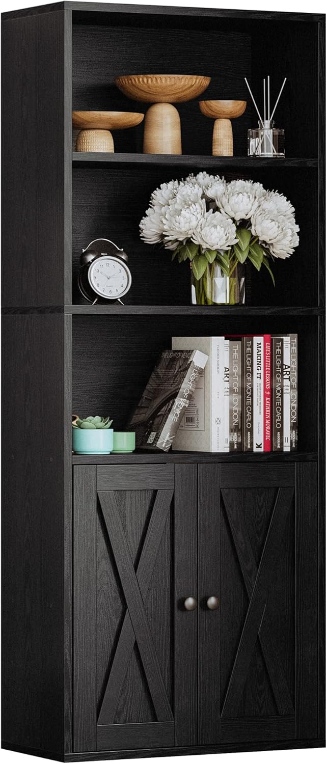 IRONCK 5 Shelf Industrial Bookshelves and Bookcases with Doors