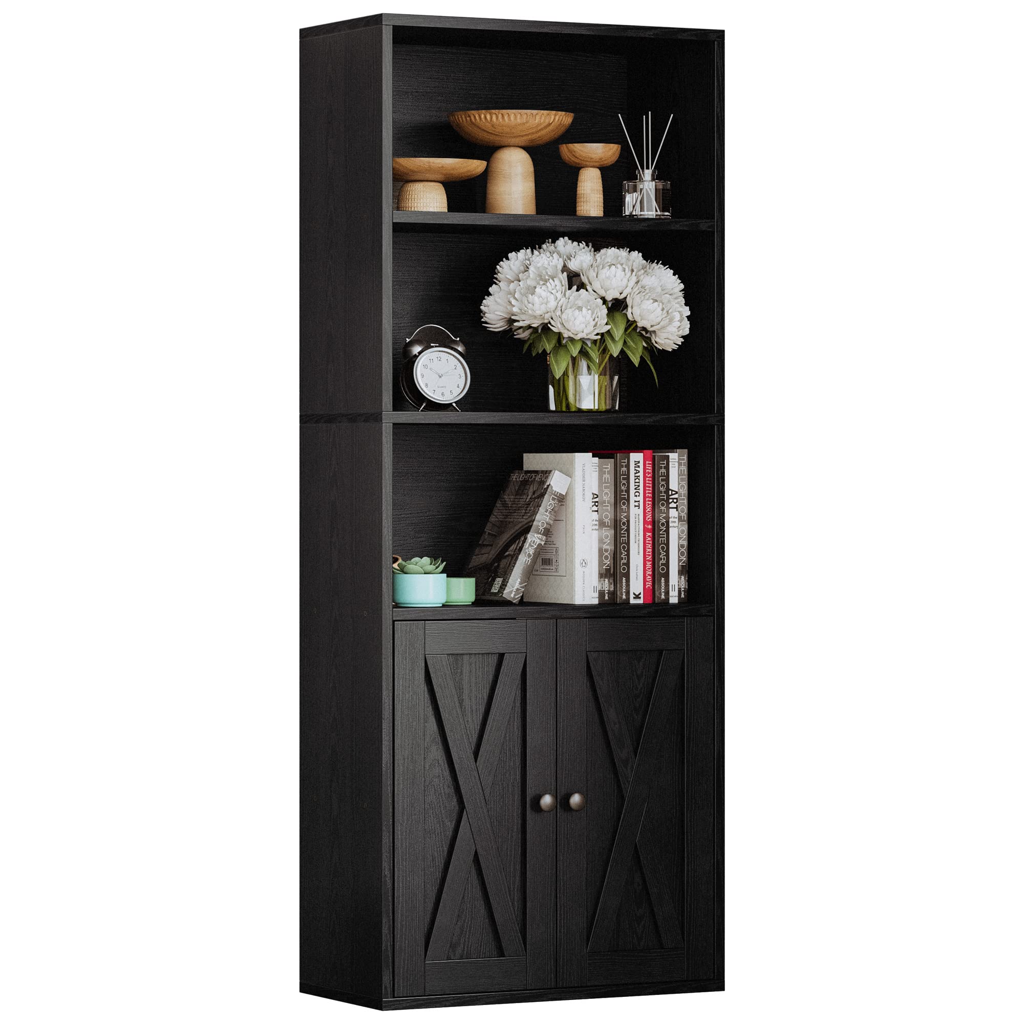 IRONCK 11.8 in 5 Shelf Industrial Bookshelves and Bookcases with Doors