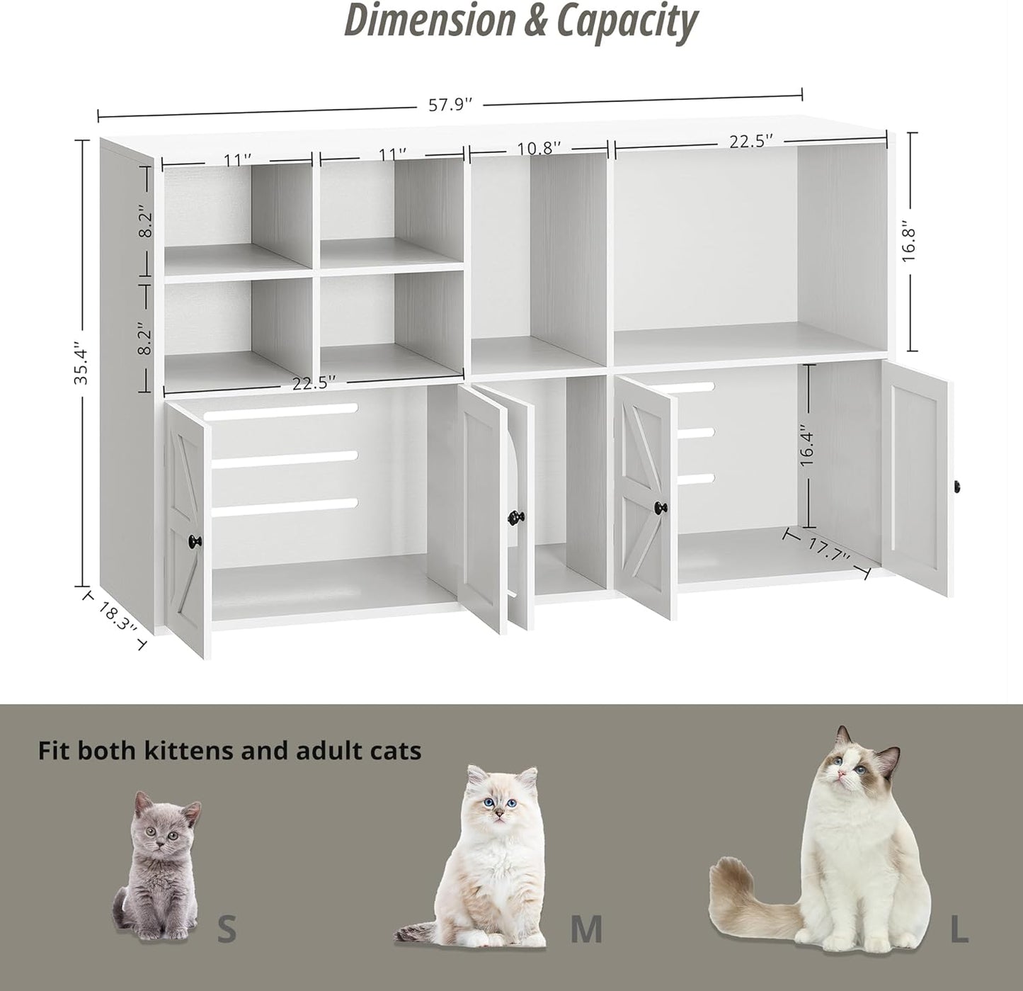 IRONCK Cat Litter Box Enclosure for 2 Cats