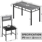 IRONCK Wood Dining Table Set, Wood Kitchen Table with Upholstered Chairs