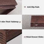 IRONCK Coffee Table with LED Light and Charging Statio, Walnut