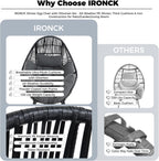 IRONCK Wicker Outdoor Egg Chair with Ottoman, Patio Lounge Chair, Dark Gray