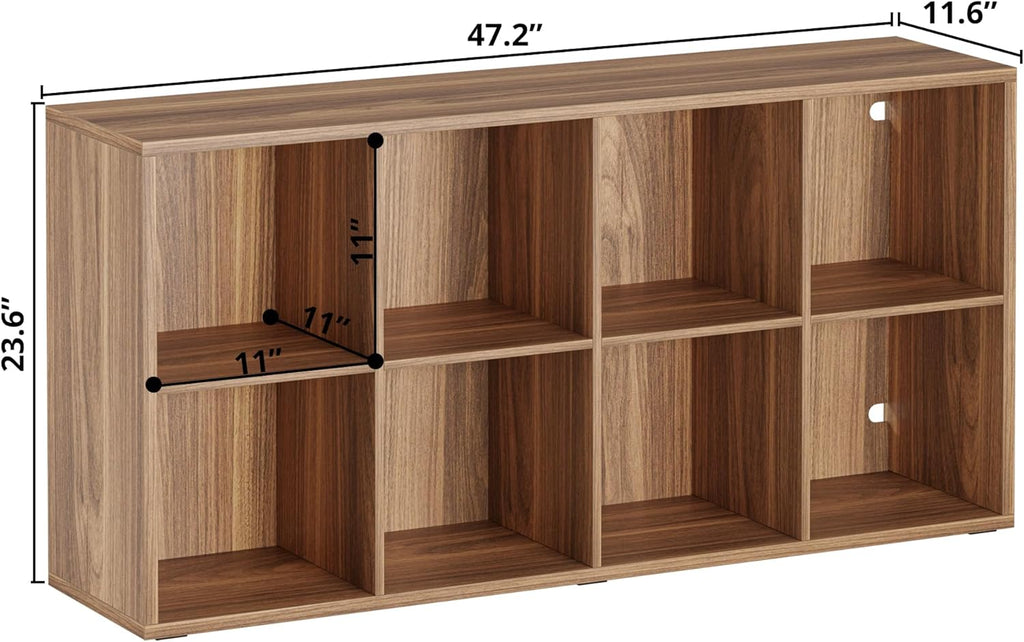 IROCNK 8-Cube Bookshelf, Horizontally & Vertically Reversible, Oak Brown