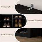 IRONCK Hall Tree with Bench and Shoe Storage, Coat Rack, Adjustable Shelf, Black