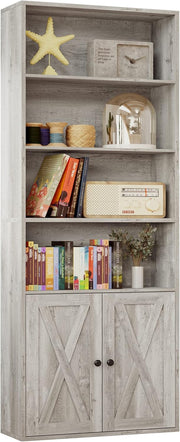 IRONCK 70 in Tall Industrial Bookshelves and Bookcases with Doors, black