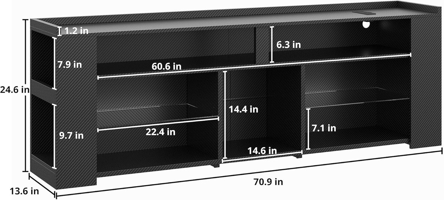 IRONCK Entertainment Center with LED Gaming TV Cabinet for PS4, Black