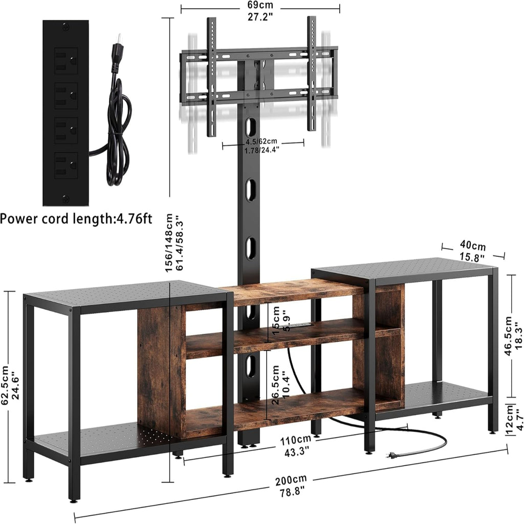 IRONCK 79 Inch TV Stand for TVs up to 85 Inch with Mount and Power Outlet
