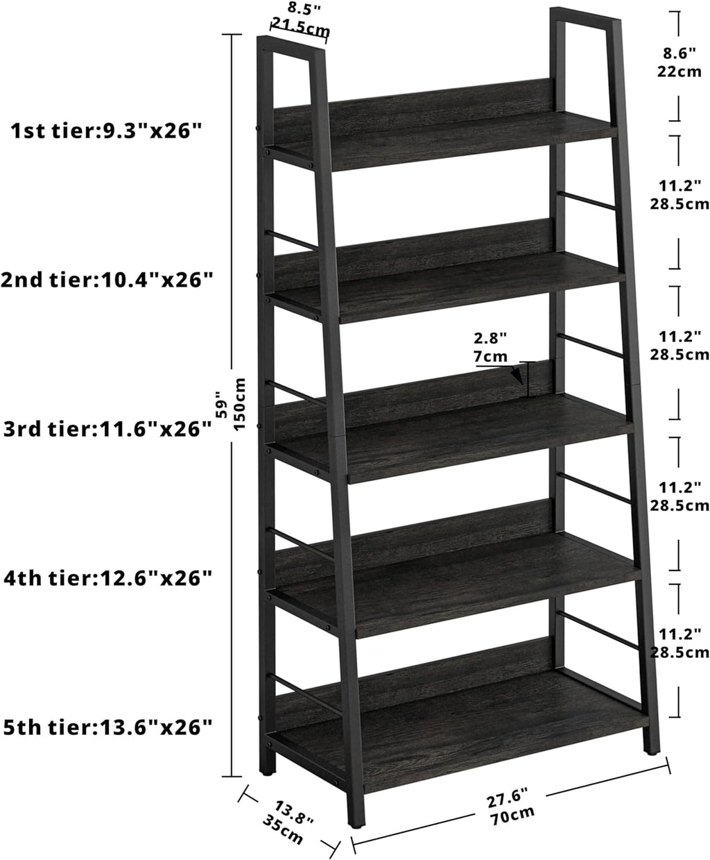 5-Tier Stylish Ladder Shelf