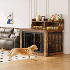 IRONCK Dog Crate Furniture – Wooden Dog  Crate Fuwith Storage Shelf