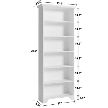 71" Tall 6 Shelf Bookcase