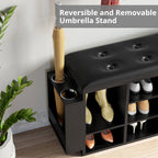 Ten Cubbies Storage Entryway Bench with PU Leather