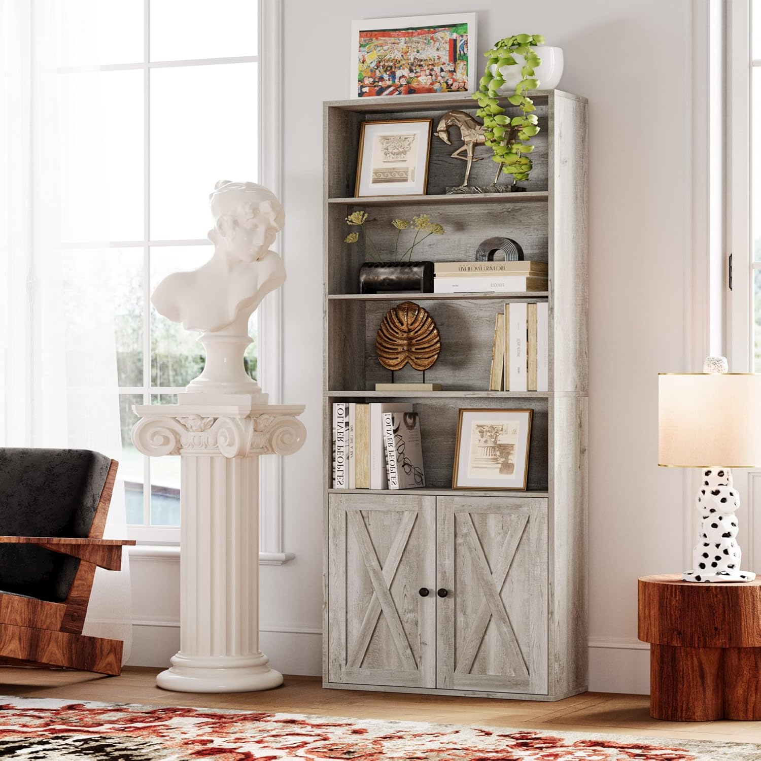 IRONCK 6 Shelf Industrial Bookshelves and Bookcases with Doors