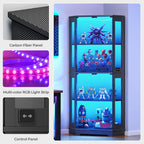 IRONCK 71" Carbon Fiber Corner Glass Display Cabinet
