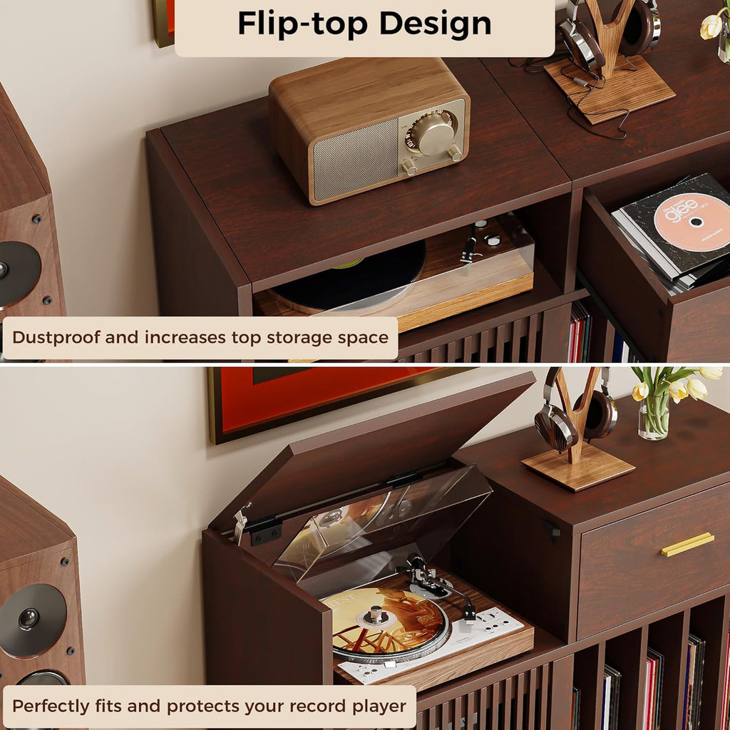 IRONCK large record player with drawer, can hold more than 500 vinyl records