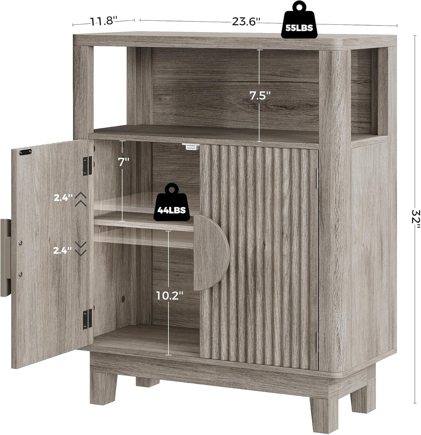 IRONCK Badezimmerschrank mit Tür, kleiner Aufbewahrungsschrank mit verstellbaren Einlegeböden 