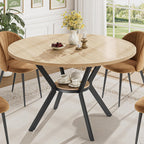 IRONCK Round Dining Table for 4, 43" Farmhouse Kitchen Table with Storage