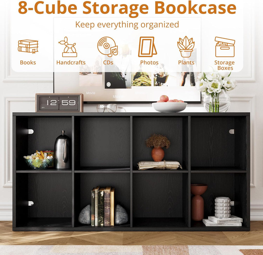 IROCNK 8-Cube Bookshelf, Horizontally & Vertically Reversible, Black