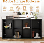 IROCNK 8-Cube Bookshelf, Horizontally & Vertically Reversible, Black