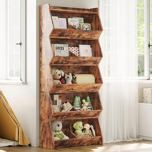 Bookcase and Bookshelf 6 Tiers with Storage Shelves