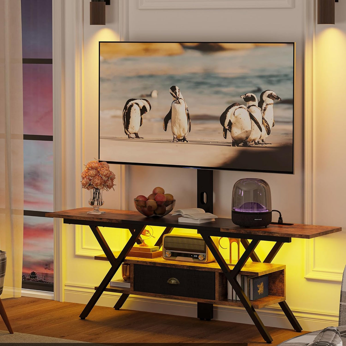 IRONCK TV Stand with Mount Vintage Brown