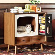 IRONCK Cat House for Indoor, Cat Furniture & Side Table for Living Room and Bedroom Decoration, Walnut