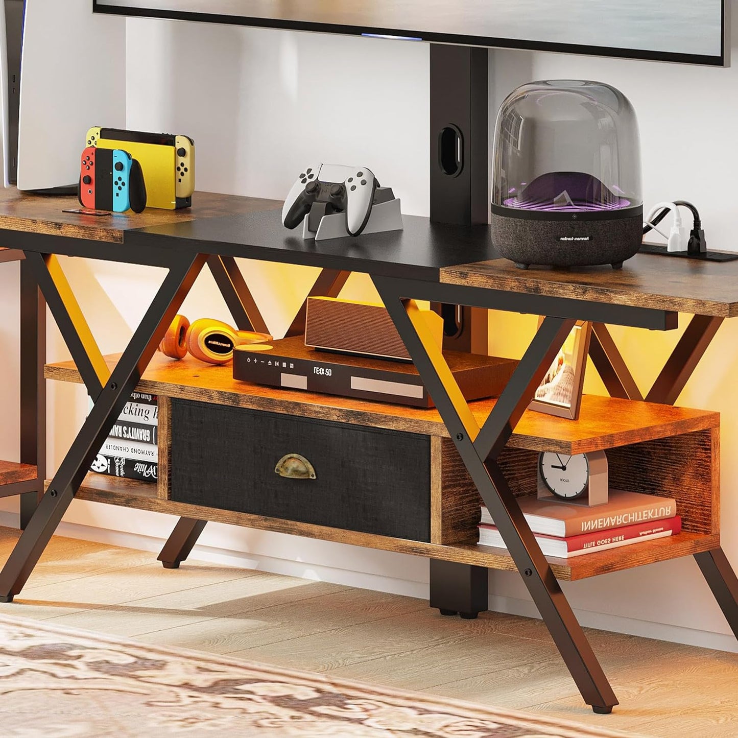 IRONCK TV Stand with Mount Vintage Brown