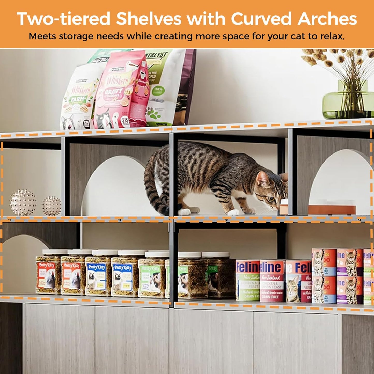 IRONCK 59 Inches Litter Box Enclosure, 2-in-1 Hidden Litter Box