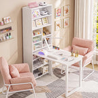 IRONCK Foldable Desk with Storage, Fold Out Murphy Desk Craft Table, White