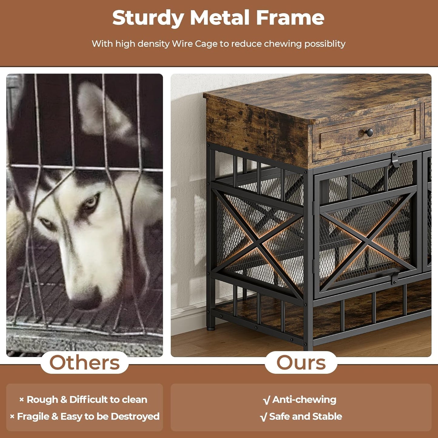 IRONCK 44 inch Large Dog Crate Furniture