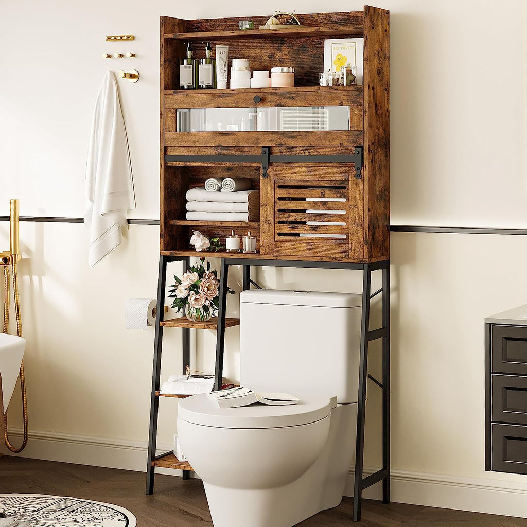 Bathroom Storage with Cabinet Vintage Brown
